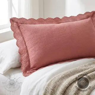 Muślin double gauze 1-side border blush