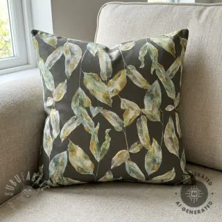 Tkanina dekoracyjna Leaves army green digital print