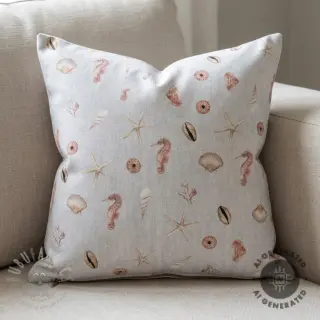 Tkanina dekoracyjna Shells linen ecru digital print