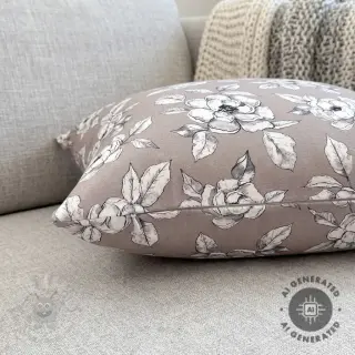 Tkanina dekoracyjna Flowers taupe digital print