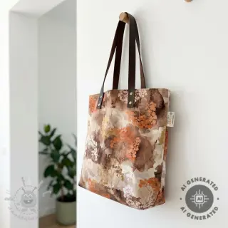 Tkanina dekoracyjna Flowers toffee digital print
