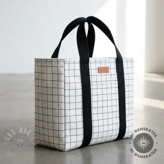 Tkanina dekoracyjna premium Perfect grid lines black
