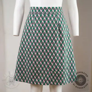Tkanina na kostium damski KNITTED JACQUARD Graphic green