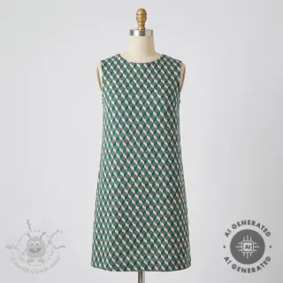 Tkanina na kostium damski KNITTED JACQUARD Graphic green