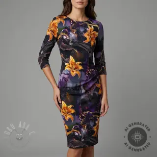 Tkaniny wieczorowe i damskie PUNTA DI ROMA Flowers black digital print