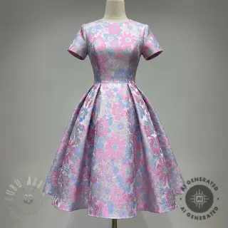 Tkanina na kostium damski JACQUARD Flowers light lilac