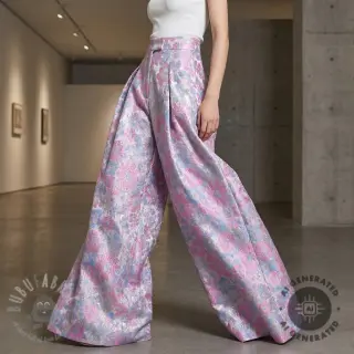 Tkanina na kostium damski JACQUARD Flowers light lilac