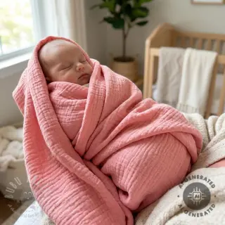 Muślin double gauze soft rose ORGANIC