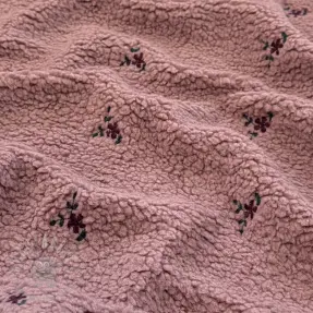 Tkanina płaszczowa TEDDY EMBROIDERY Flowers mauve