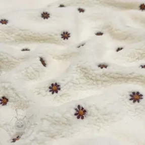 Tkanina płaszczowa TEDDY EMBROIDERY Mini ecru