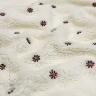 Tkanina płaszczowa TEDDY EMBROIDERY Mini ecru