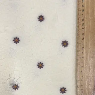 Tkanina płaszczowa TEDDY EMBROIDERY Mini ecru
