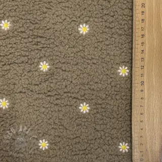 Tkanina płaszczowa TEDDY EMBROIDERY Mini taupe
