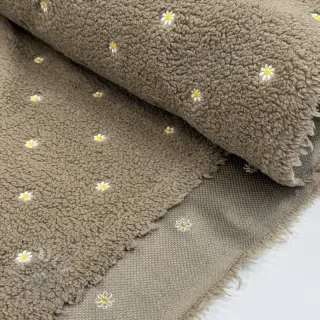 Tkanina płaszczowa TEDDY EMBROIDERY Mini taupe