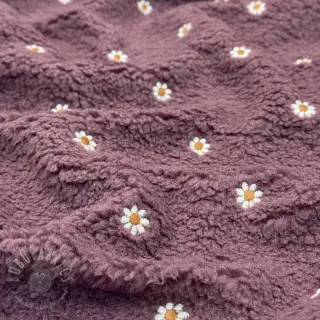 Tkanina płaszczowa TEDDY EMBROIDERY Mini rosewood