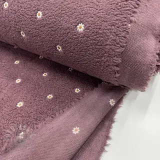 Tkanina płaszczowa TEDDY EMBROIDERY Mini rosewood