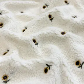Tkanina płaszczowa TEDDY JACQUARD EMBROIDERY Sunflower