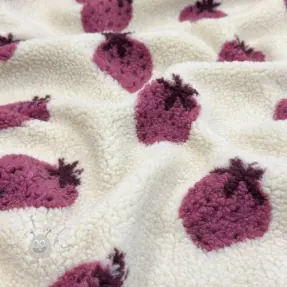 Tkanina płaszczowa TEDDY JACQUARD Strawberries