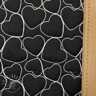 Pikowana tkanina EMBROIDERY Hearts black