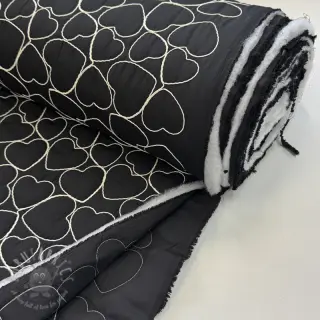 Pikowana tkanina EMBROIDERY Hearts black