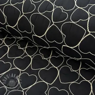 Pikowana tkanina EMBROIDERY Hearts black