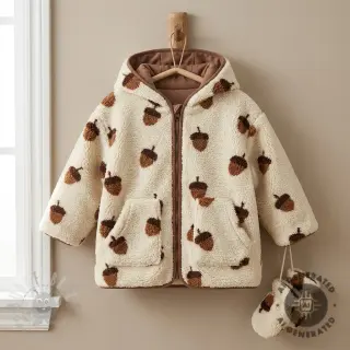 Tkanina płaszczowa TEDDY JACQUARD Acorns