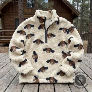 Tkanina płaszczowa TEDDY JACQUARD Dogs brown