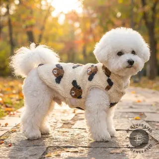 Tkanina płaszczowa TEDDY JACQUARD Dogs brown