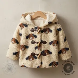 Tkanina płaszczowa TEDDY JACQUARD Dogs brown