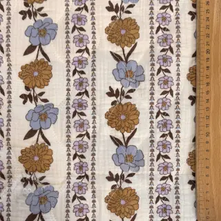 Muślin double gauze STEPPED Flowers in stripe white