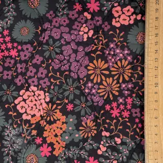 Bawełniana tkanina VOILE STEPPED Flowerie black digital print