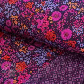 Bawełniana tkanina VOILE STEPPED Flowerie purple digital print