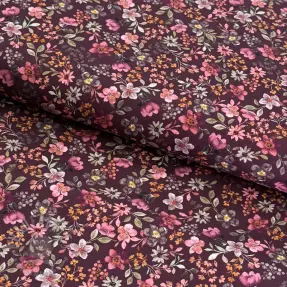 Bawełniana tkanina Autumn flowers burgundy digital print