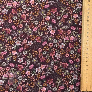Bawełniana tkanina Autumn flowers burgundy digital print