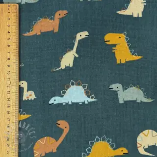 Muślin double gauze Dinosaurus green