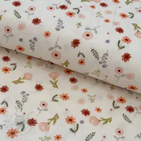 Muślin double gauze Natural flowers digital print