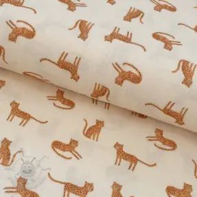 Muślin double gauze Leopards ecru digital print