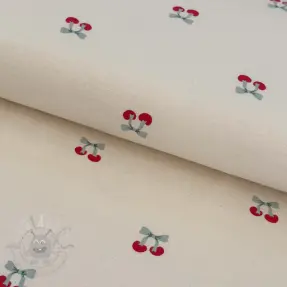 Bawełniana tkanina FLANNEL Cherries natural