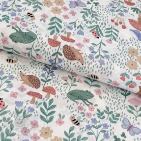 Bawełniana tkanina Animals in the garden design A digital print