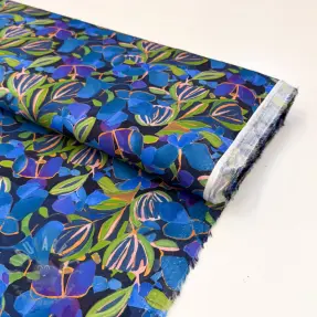 Wiskoza SATIN Sonja blue digital print