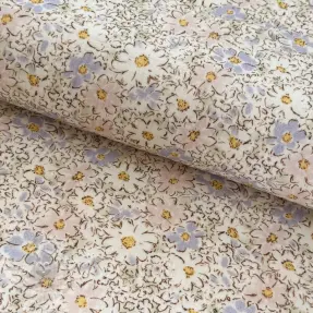 Muślin double gauze Flowers mint green digital print