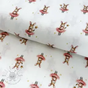 Muślin double gauze Bunnies white digital print