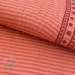 Muślin double gauze EMBROIDERY 1 SIDE BORDER peach