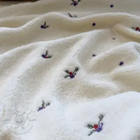 Tkanina płaszczowa TEDDY EMBROIDERY Flora ecru