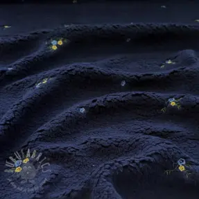 Tkanina płaszczowa TEDDY EMBROIDERY Flora navy