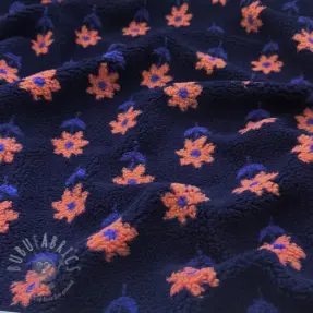 Tkanina płaszczowa TEDDY Flowie Clara navy