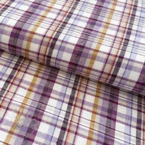 Tkanina wiskozowa z lnem YARN DYED Checks Old fashion cyclaam