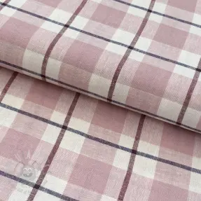 Tkanina wiskozowa z lnem YARN DYED Checks Marion old rose