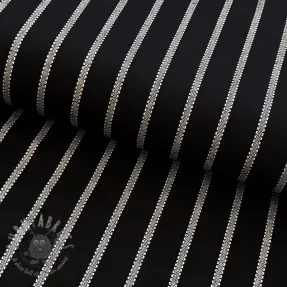 Tkanina wiskozowa z lnem YARN DYED Dashed strip black