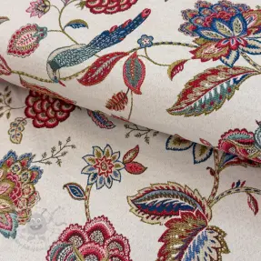 Tkanina dekoracyjna jacquard Palampore blanc